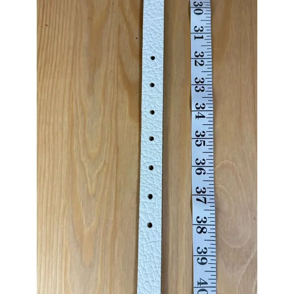 VTG Y2K Ed Hardy Womens Belt White Leather Studded Thin Handmade Grunge Large